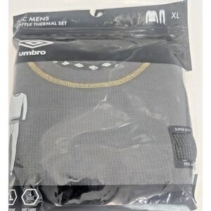 Umbro Men's Waffle Thermal Base Layer 2pc Set - SIZE XL in Charcoal